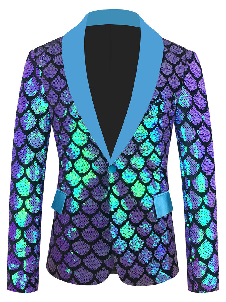 Men’s Dazzling Color Velvet Sequined Costume