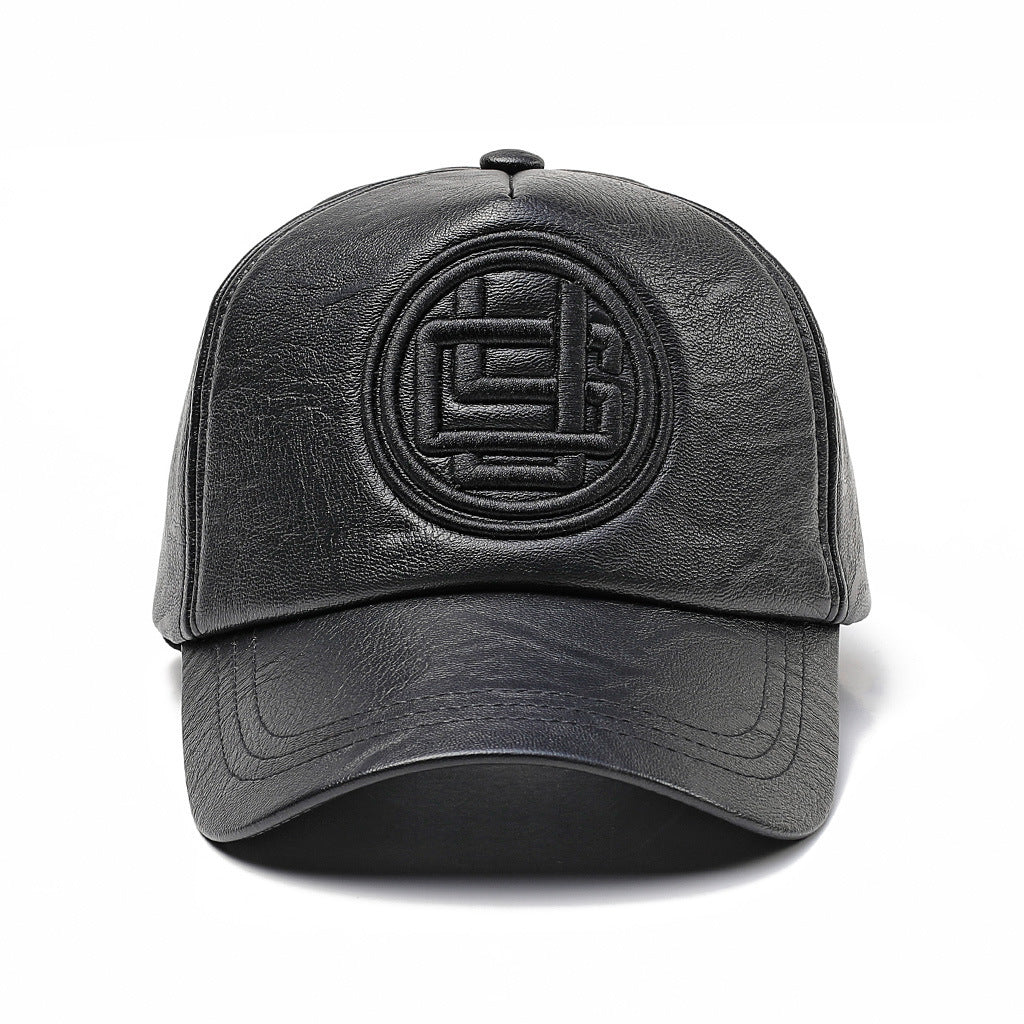 Men’s Imitation Leather Peaked Cap