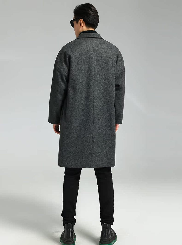 Men’s Mid-Length Double-Breasted Woolen Coat