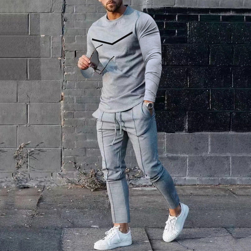 Men’s Round Neck Long Sleeve Two-Piece Set