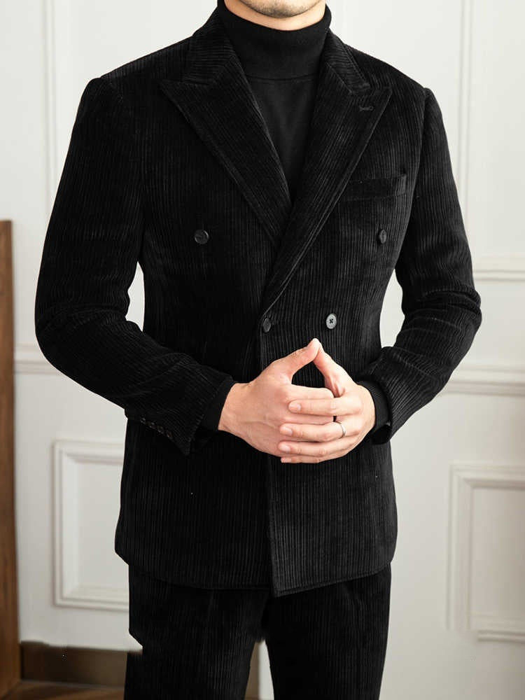 Men’s Stylish Double-Breasted Light Luxury Suit