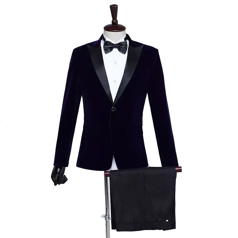 Men’s  Velvet Jacket for Stage Performance