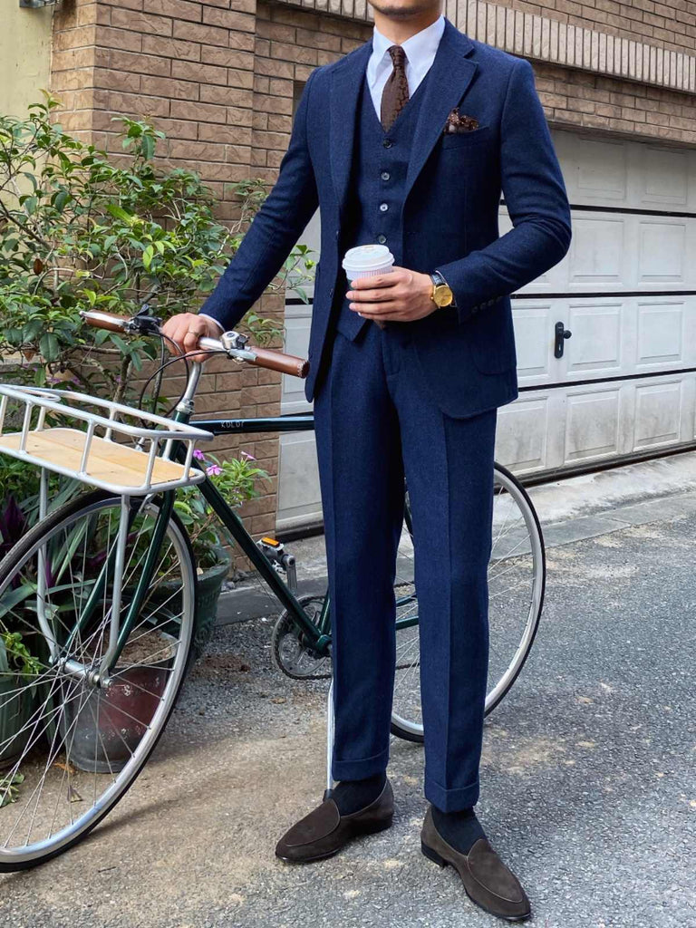 Men’s Retro Herringbone Wool Suit