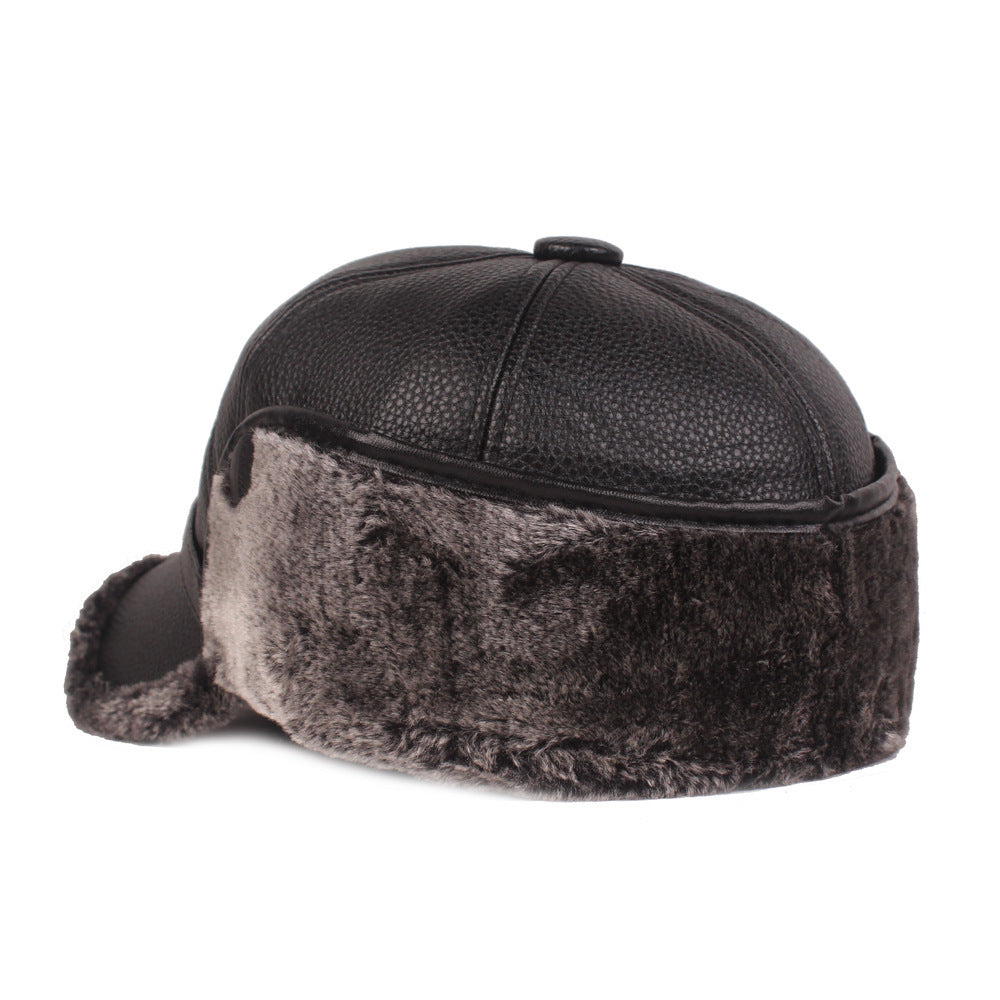 Windproof Warm Leather Cap for Men