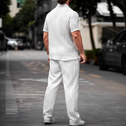 Men’s Polo Collar Shirt and Trousers Set