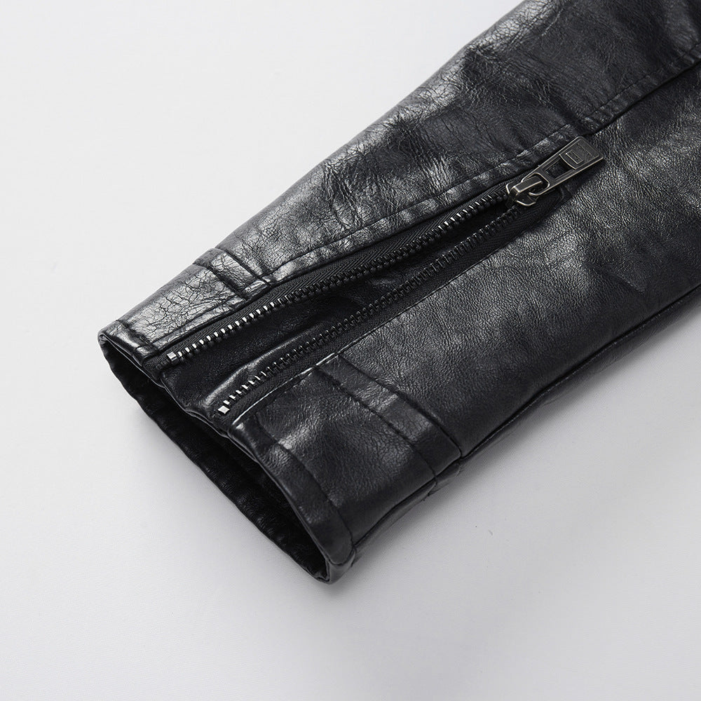 Men’s Street Style PU Leather Jacket with Pockets