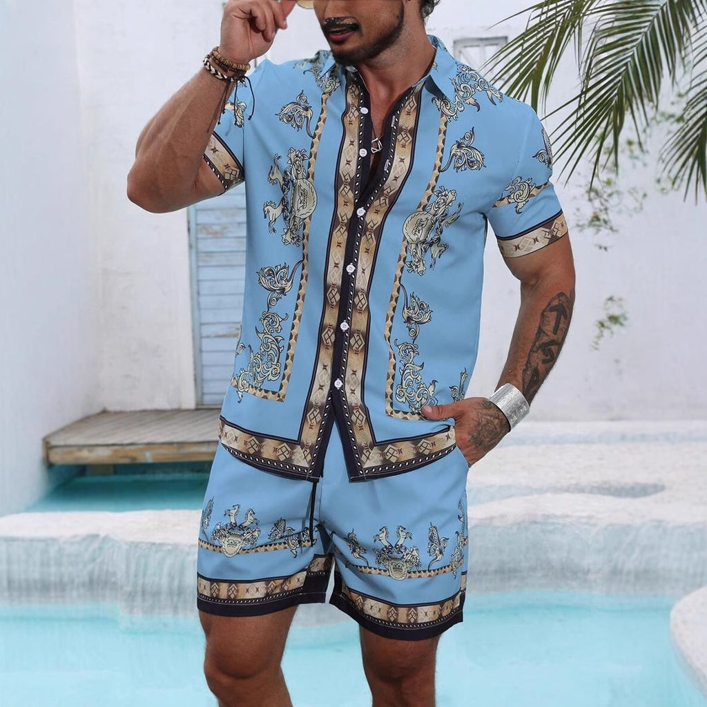 Men’s Trendy 3D Print Two-Piece Set