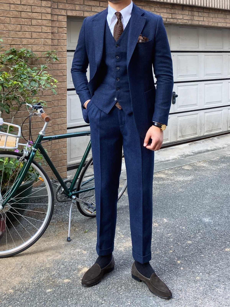 Men’s Retro Herringbone Wool Suit