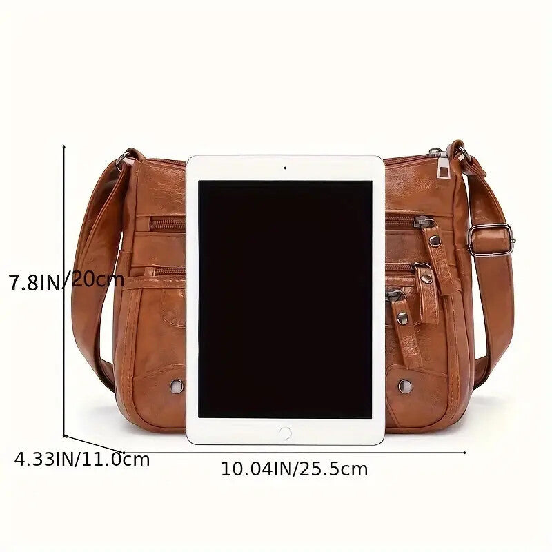 Women’s Soft Washed Multi-Zipper Crossbody Bag