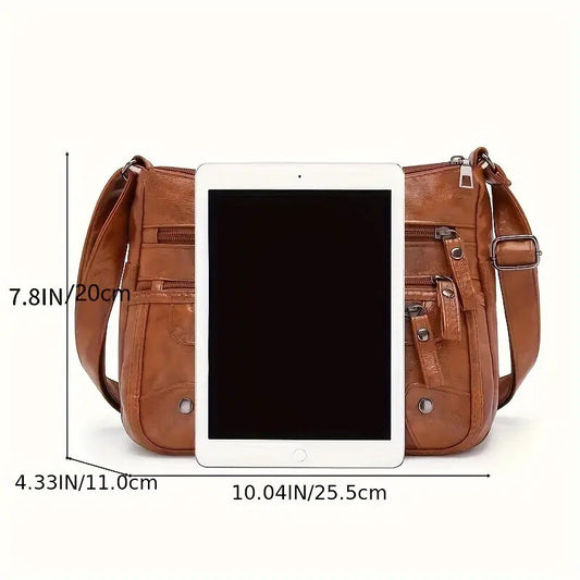 Women’s Soft Washed Multi-Zipper Crossbody Bag