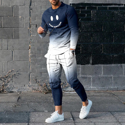Men’s Round Neck Long Sleeve Two-Piece Set