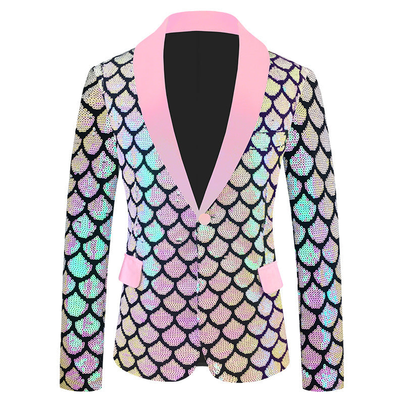 Men’s Dazzling Color Velvet Sequined Costume