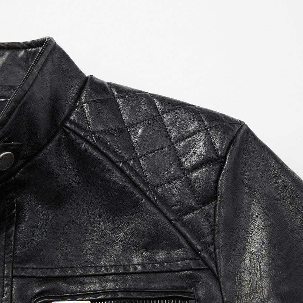 Men’s Street Style PU Leather Jacket with Pockets