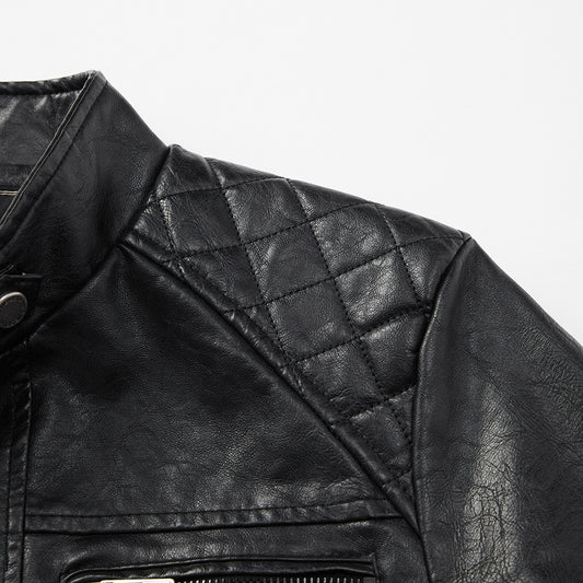 Men’s Street Style PU Leather Jacket with Pockets