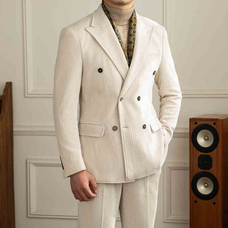 Men’s Stylish Double-Breasted Light Luxury Suit