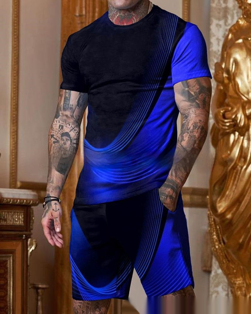 Men’s Stylish Gradient Short Sleeve Set