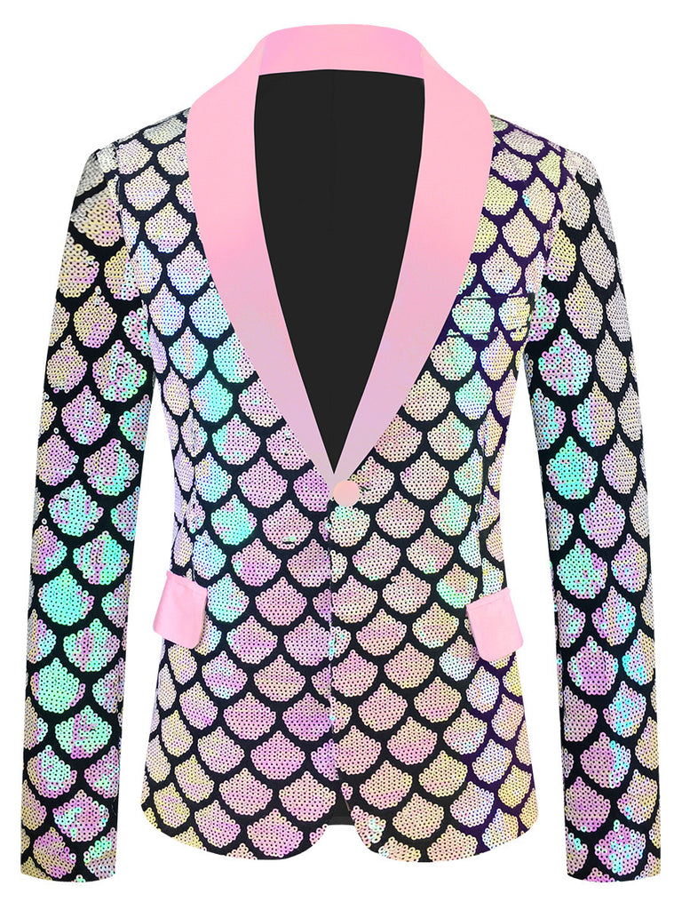 Men’s Dazzling Color Velvet Sequined Costume