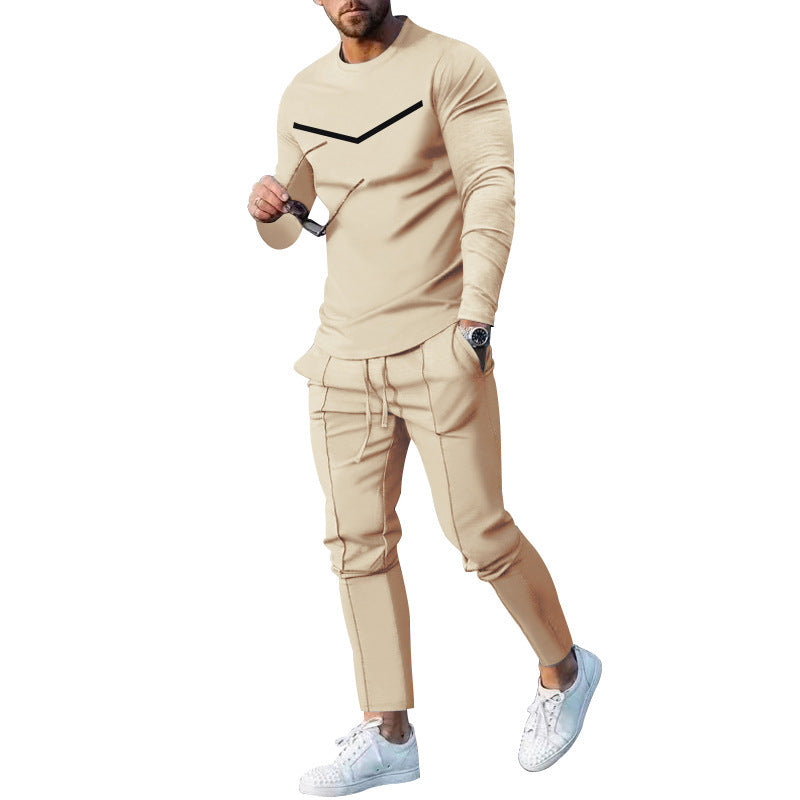 Men’s Round Neck Long Sleeve Two-Piece Set