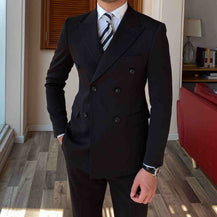 Men’s Pure Color Double-Breasted Suit