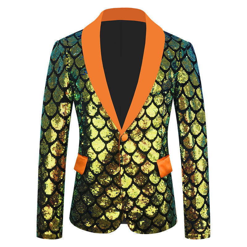 Men’s Dazzling Color Velvet Sequined Costume