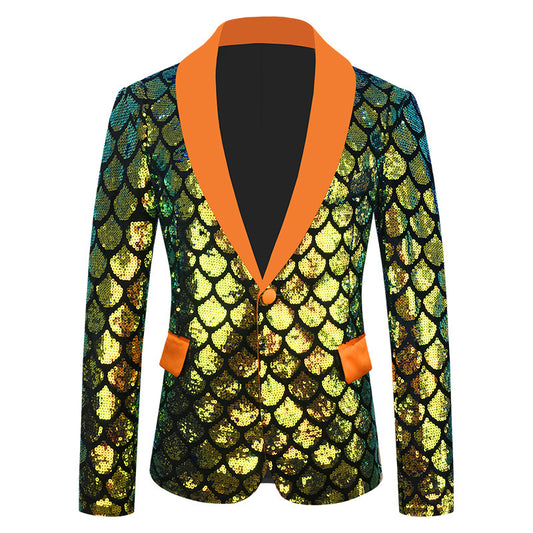 Men’s Dazzling Color Velvet Sequined Costume