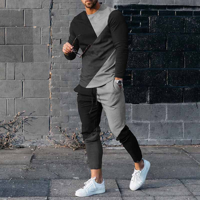 Men’s Round Neck Long Sleeve Two-Piece Set