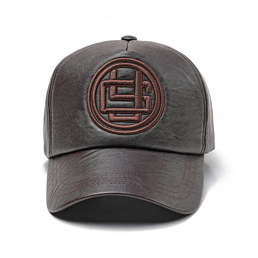 Men’s Imitation Leather Peaked Cap