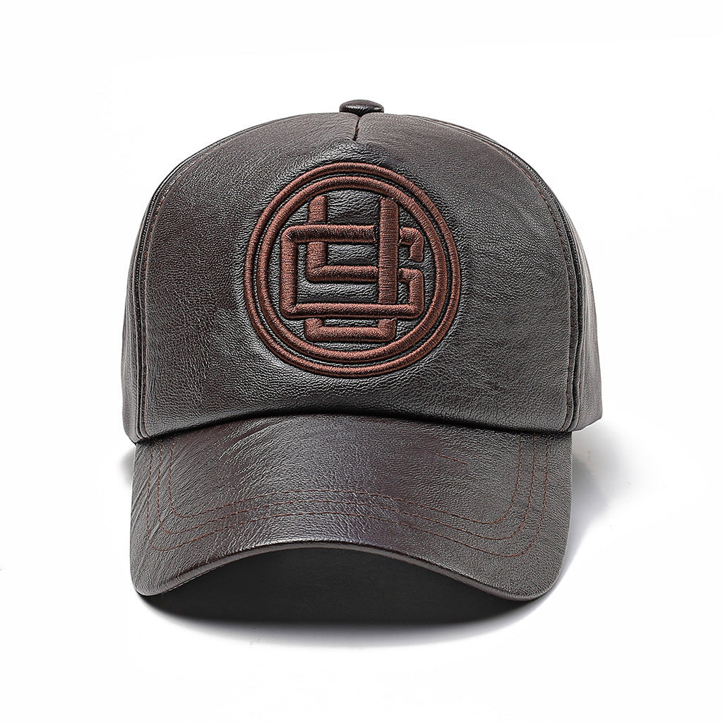 Men’s Imitation Leather Peaked Cap