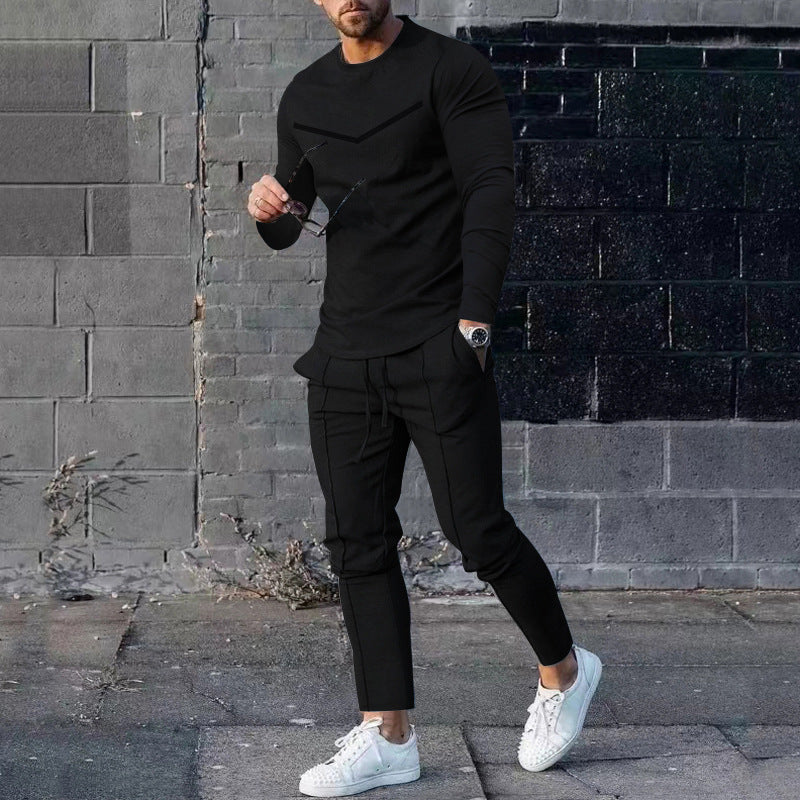 Men’s Round Neck Long Sleeve Two-Piece Set