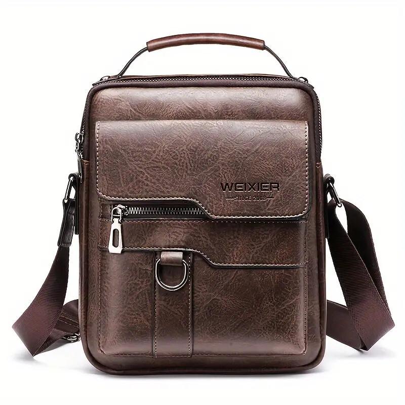 Unisex Textured Business Shoulder Bag for Men