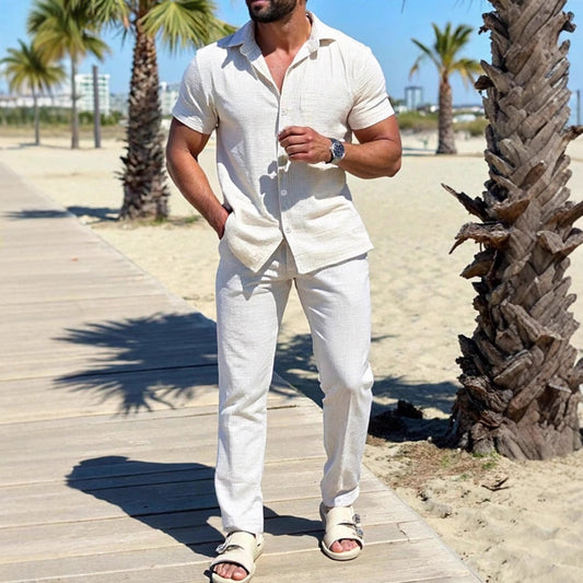 Men’s Polo Collar Shirt and Trousers Set