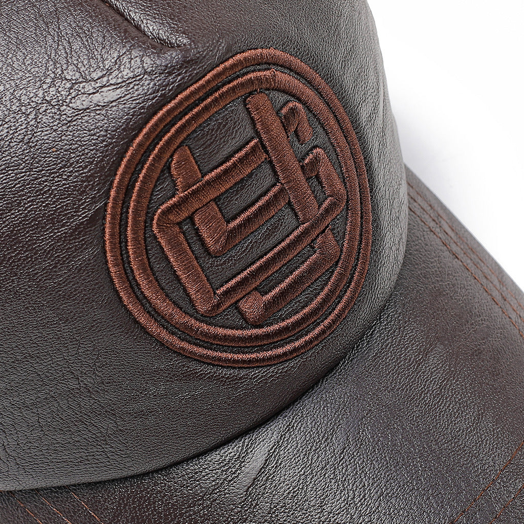 Men’s Imitation Leather Peaked Cap