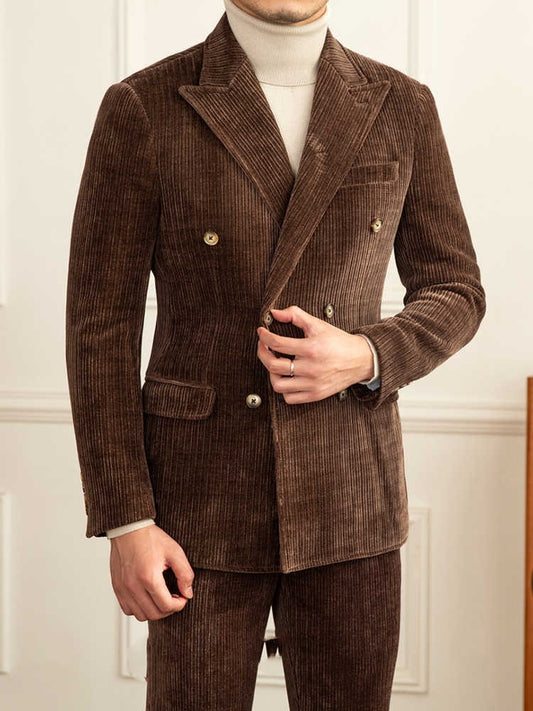 Men’s Stylish Double-Breasted Light Luxury Suit