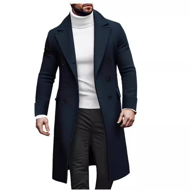 Men’s Double-Breasted Woolen Overcoat