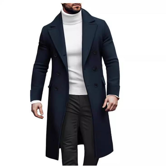 Men’s Double-Breasted Woolen Overcoat