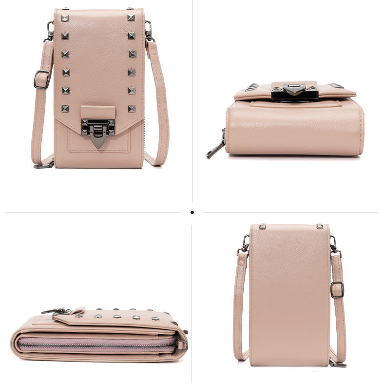 Women’s Rivet Design Mobile Phone Shoulder Bag