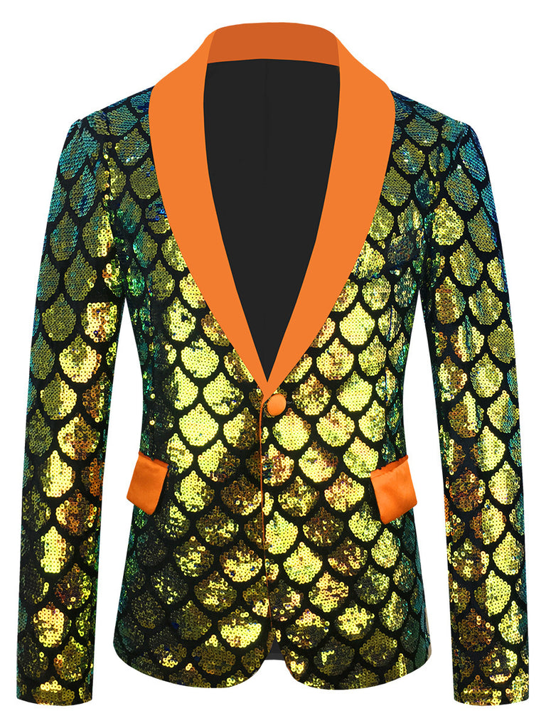 Men’s Dazzling Color Velvet Sequined Costume