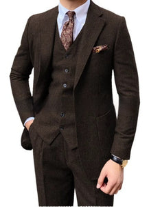 Men’s Herringbone Single Breasted Suit