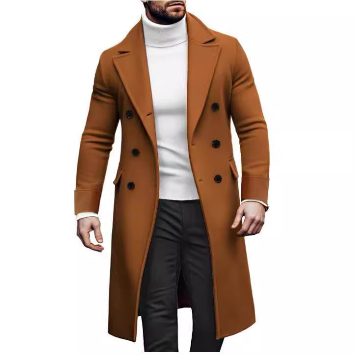 Men’s Double-Breasted Woolen Overcoat