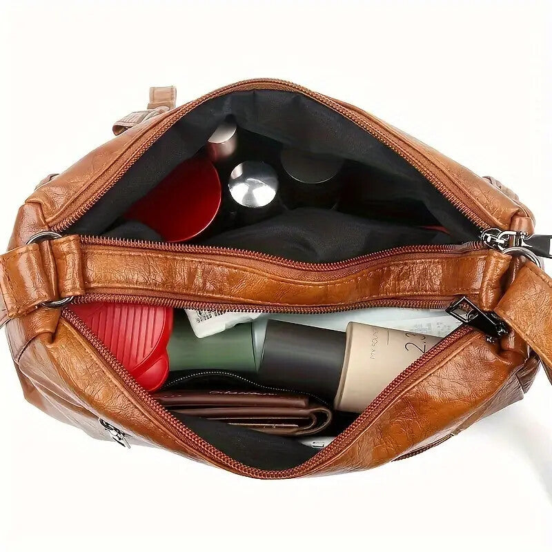 Women’s Soft Washed Multi-Zipper Crossbody Bag
