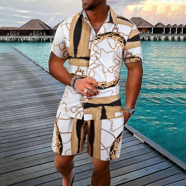Men’s Summer Vacation Wear Two-Piece Set
