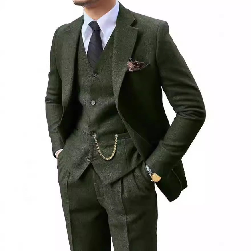 Men’s Herringbone Slim-Fit Suit