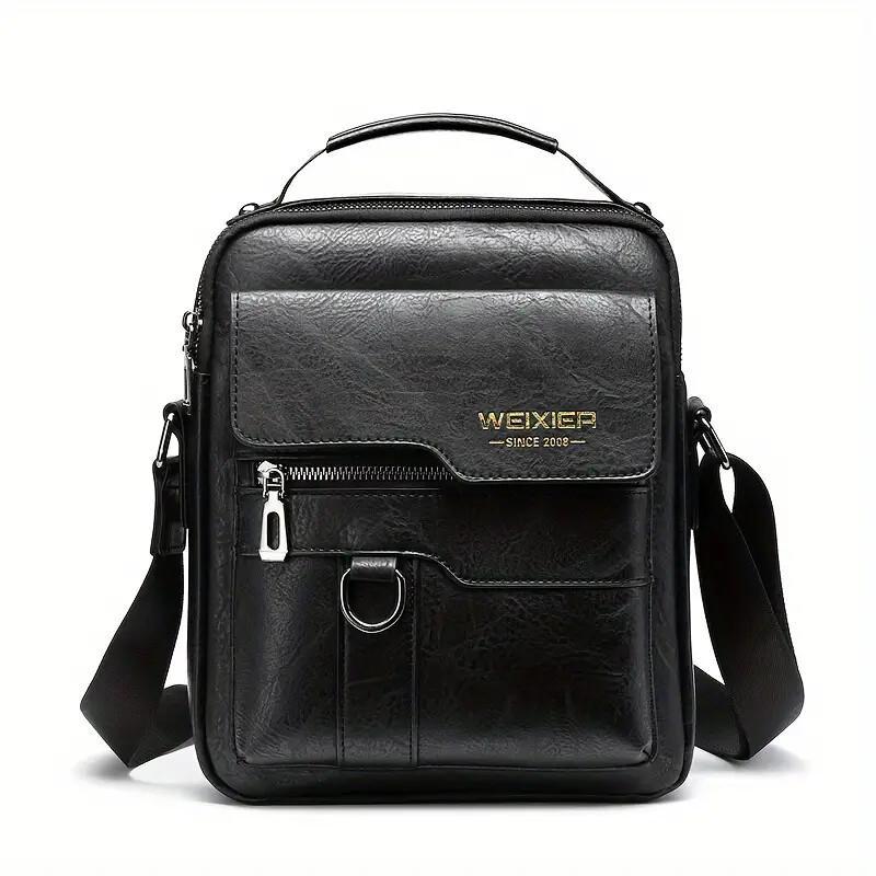 Unisex Textured Business Shoulder Bag for Men