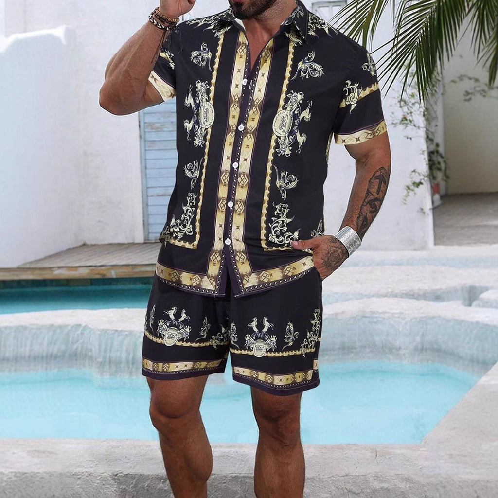 Men’s Trendy 3D Print Two-Piece Set