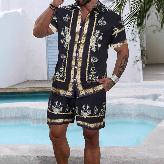 Men’s Trendy 3D Print Two-Piece Set