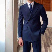 Men’s Pure Color Double-Breasted Suit