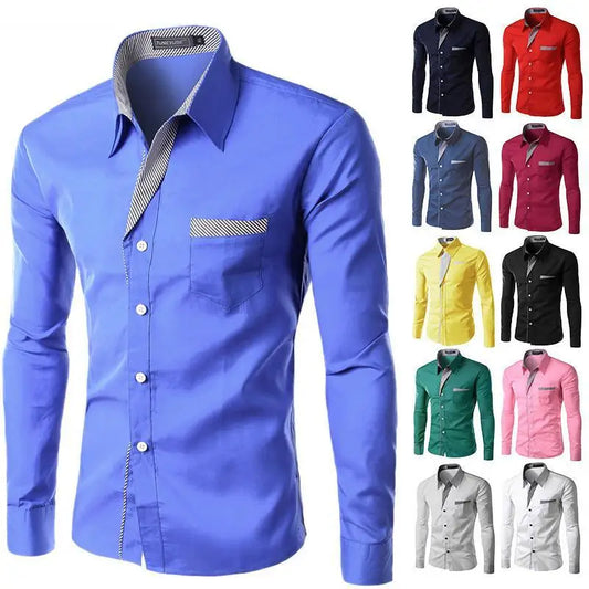 Fashion Camisa Masculina Long Sleeve Shirt for Men / Slim fit Design Formal Casual