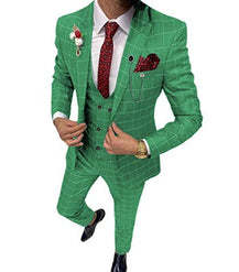 Men’s Classic Lattice Pattern Three-Piece Suit