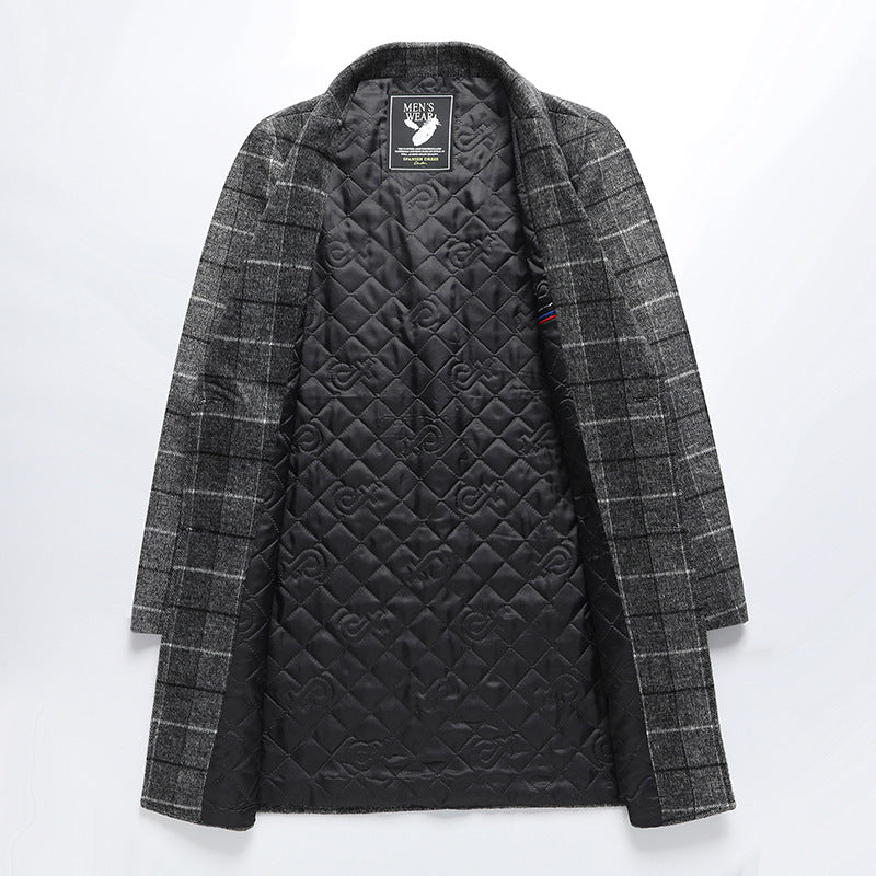 Thickened Woolen Mid-length Men’s Coat