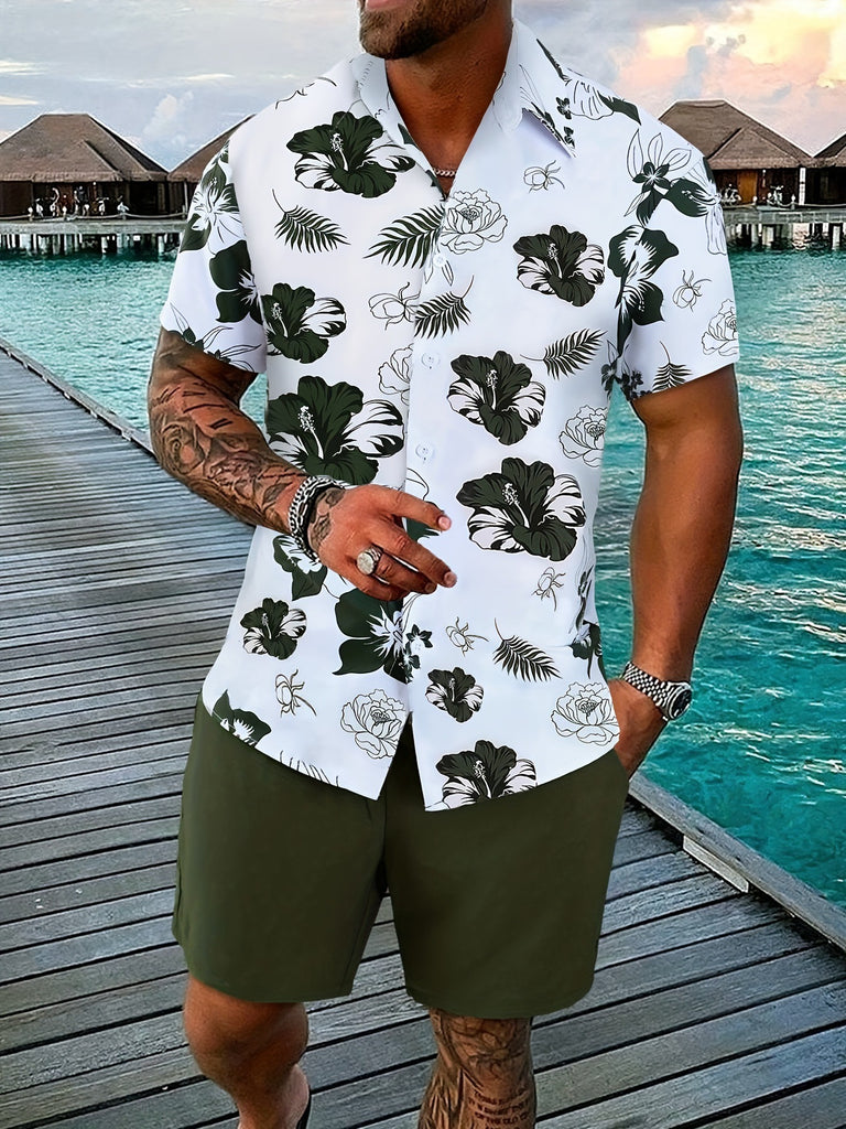 Men’s Gradient 3D Print Two-Piece Summer Outfit